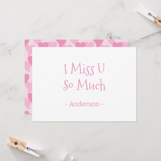 Roze Liefdevolle Harten Naadloos Patroon Kaart (Voorkant / Achterkant in situ)