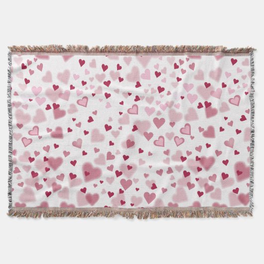 Roze Liefdevolle Hartjes Patroon Deken (Voorkant)