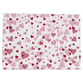 Roze Liefdevolle Hartjes Patroon Groot Cadeauzakje (Achterkant)