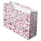 Roze Liefdevolle Hartjes Patroon Groot Cadeauzakje (Voorkant Gekanteld)