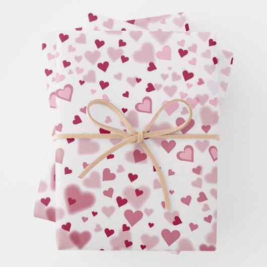  Roze Liefdevolle Hartjes Patroon  Inpakpapier Vel (In situ)