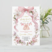 ROZE LIEFJE BABYSHOWER FEEST UITNODIGING (Staand voorkant)