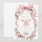 ROZE LIEFJE BABYSHOWER FEEST UITNODIGING (Voorkant / Achterkant)