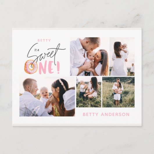 roze liefje voor donut multi - fotovakantie feestdagenkaart (Voorkant)