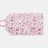 Roze Lieve Harten Patroon Cadeaulabel (Achterkant Horizontaal)