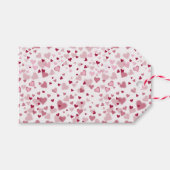 Roze Lieve Harten Patroon Cadeaulabel (Voorkant (Horizontaal))