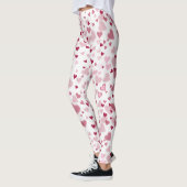  Roze Lieve Harten Patroon  Leggings (Links)