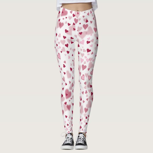  Roze Lieve Harten Patroon  Leggings (Voorkant)