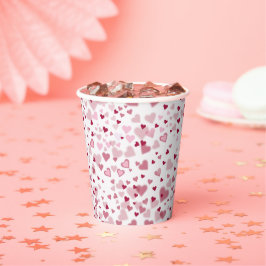 Roze Lieve Harten Patroon Papieren Bekers