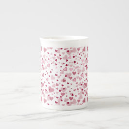 Roze Lieve Harten Patroon Porselein Kop