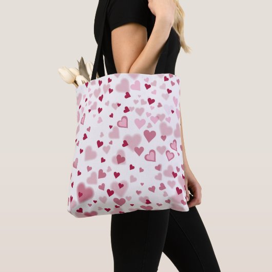 Roze Lieve Harten Patroon Tote Bag (Dichtbij)