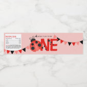 Roze lieveheersbeestje 1e verjaardag ONE Nutrition Waterfles Etiket (Enkel label)