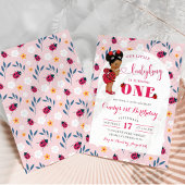 Roze lieveheersbeestje Afrikaans Afro meisje eerst Kaart