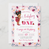 Roze lieveheersbeestje Afrikaans Afro meisje eerst Kaart (Voorkant)