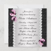 Roze lieveheersbeestje Baby Douche Uitnodigingen (Achterkant)