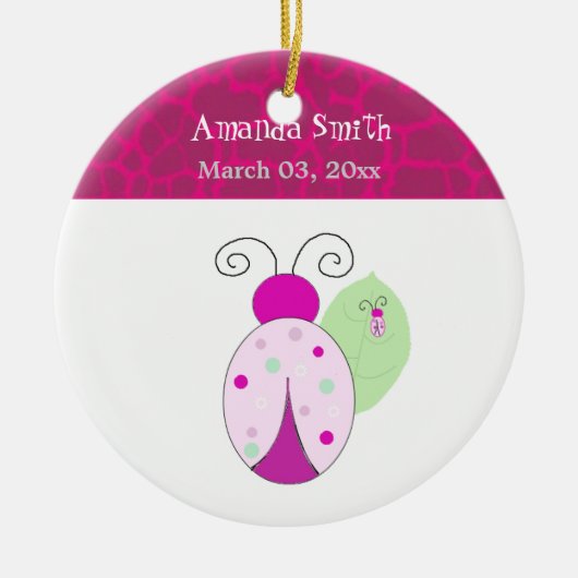 Roze lieveheersbeestje Baby eerste kerst Keramisch Ornament (Voorkant)