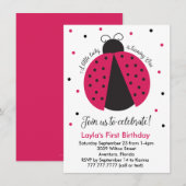 Roze lieveheersbeestje Baby Girl's eerste verjaard Kaart (Voorkant / Achterkant)