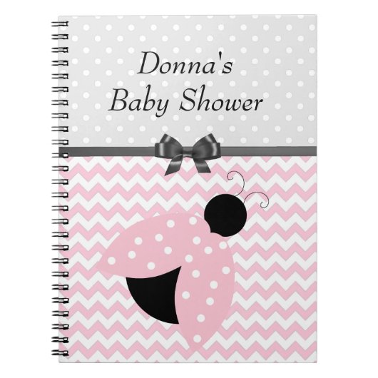 Roze lieveheersbeestje Baby shower Notitieboek (Voorkant)