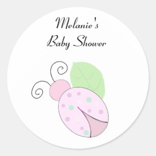 Roze Lieveheersbeestje Baby Shower Ronde Sticker