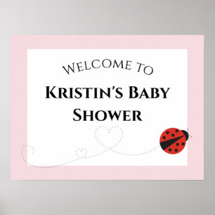 Roze lieveheersbeestje Baby shower Welkomstbord Poster