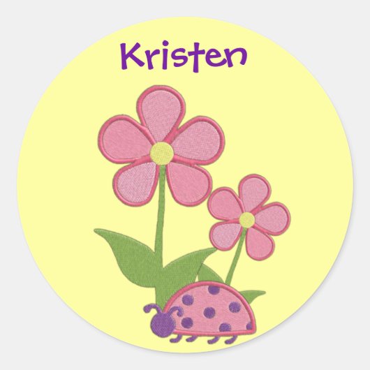Roze lieveheersbeestje bloem Sticker (Voorkant)