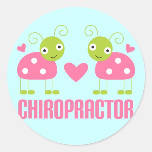 Roze lieveheersbeestje Chiropractor Gift Ronde Sticker (Voorkant)