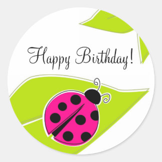 Roze lieveheersbeestje cupcake toppers ronde sticker