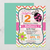 Roze lieveheersbeestje en bloem meisjesverjaardags kaart (Voorkant / Achterkant)