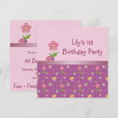 Roze lieveheersbeestje en cupcake verjaardagsfeest kaart (Voorkant / Achterkant)