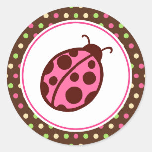 Roze Lieveheersbeestje Feeststickers Ronde Sticker