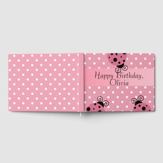 Roze lieveheersbeestje Gelukkige Verjaardag Gasten Gastenboek (Volledig)