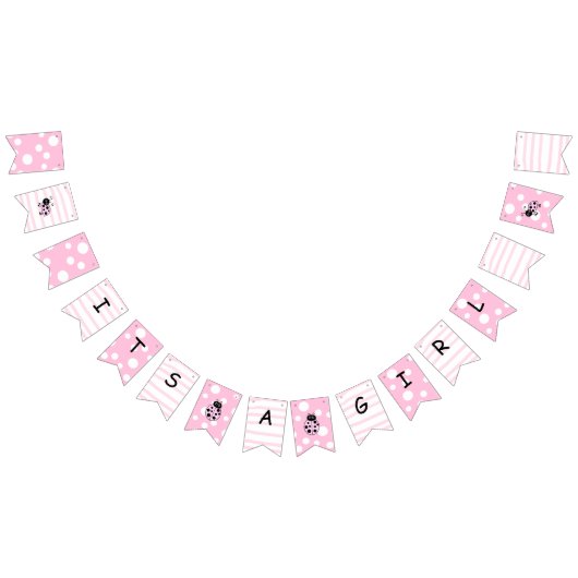 Roze lieveheersbeestje is een meisje Baby shower Vlaggetjes (Alle)