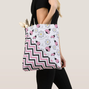 Roze lieveheersbeestje patroon tote bag