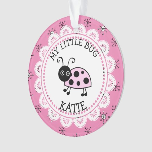 Roze lieveheersbeestje Persoonlijke Boodschap Kers Ornament (voorkant)