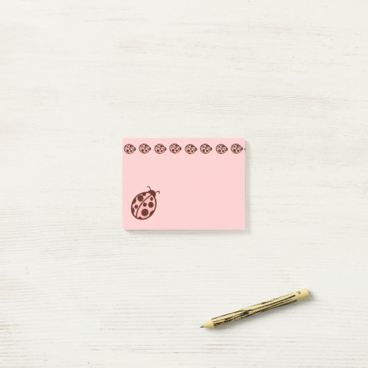 Roze lieveheersbeestje Post It Notes Gift (Op bureau)