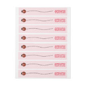 Roze lieveheersbeestje retour adreslabels (Vel)