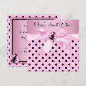 Roze lieveheersbeestje Sweet Sixteen Birthday Part Kaart (Voorkant / Achterkant)