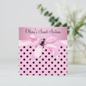 Roze lieveheersbeestje Sweet Sixteen Birthday Part Kaart (Staand voorkant)