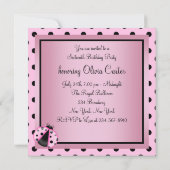 Roze lieveheersbeestje Sweet Sixteen Birthday Part Kaart (Achterkant)