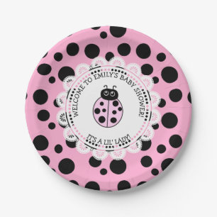 Roze lieveheersbeestje thema Baby shower Papieren Bordje