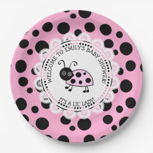 Roze lieveheersbeestje thema Baby shower Papieren Bordje