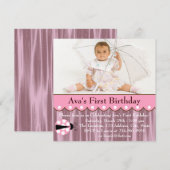 Roze lieveheersbeestje verjaardagsfeestje kaart (Voorkant / Achterkant)