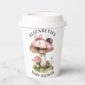 Roze lieveheersbeestje Waterverf Baby shower Papieren Bekers (Achterkant)