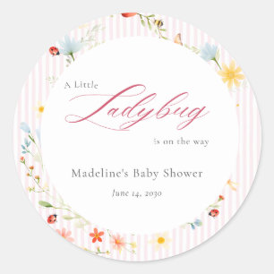 Roze Lieveheersbeestje Wilde Bloementuin Baby Show Ronde Sticker