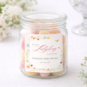 Roze Lieveheersbeestje Wilde Bloementuin Baby Show Vierkante Sticker