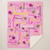 Roze lieveheersbeestjes harten meisjes aangepaste  sherpa deken (Voorkant)