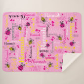 Roze lieveheersbeestjes harten meisjes aangepaste sherpa deken (Voorkant (horizontaal))