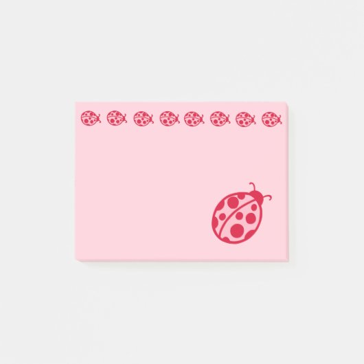 Roze lieveheersbeestjes Post it notes (Voorkant)