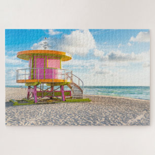 Roze Lifeguard Station Miami Beach Florida Verenig Legpuzzel
