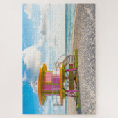 Roze Lifeguard Station Miami Beach Florida Verenig Legpuzzel (Verticaal)